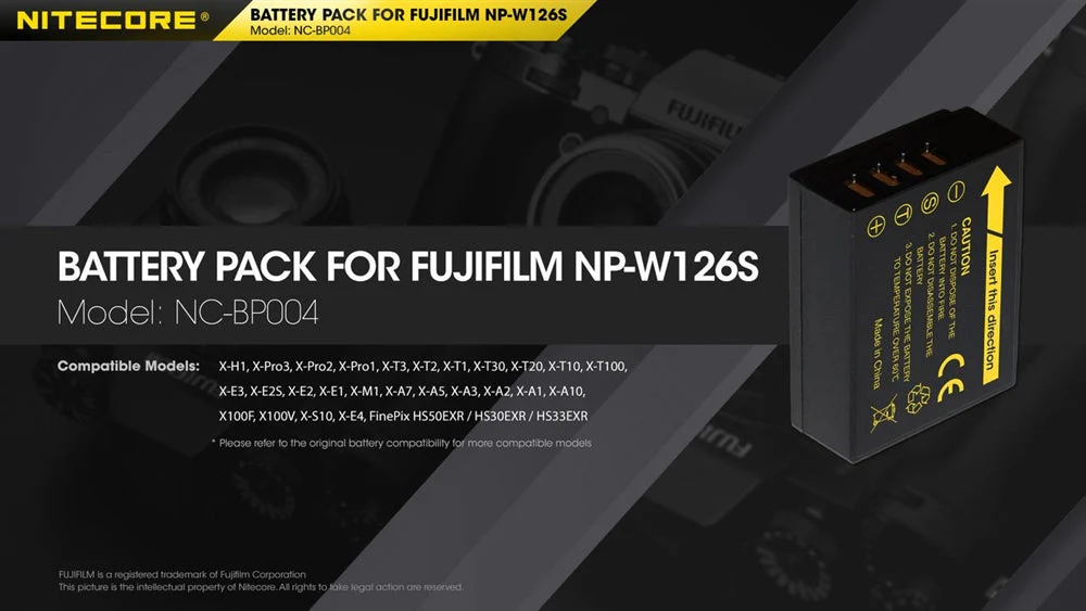 Nitecore NC-BP004 Camera Battery Compatible Fujifilm NP-W126S - Image 2