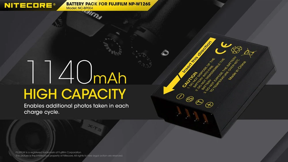 Nitecore NC-BP004 Camera Battery Compatible Fujifilm NP-W126S - Image 3