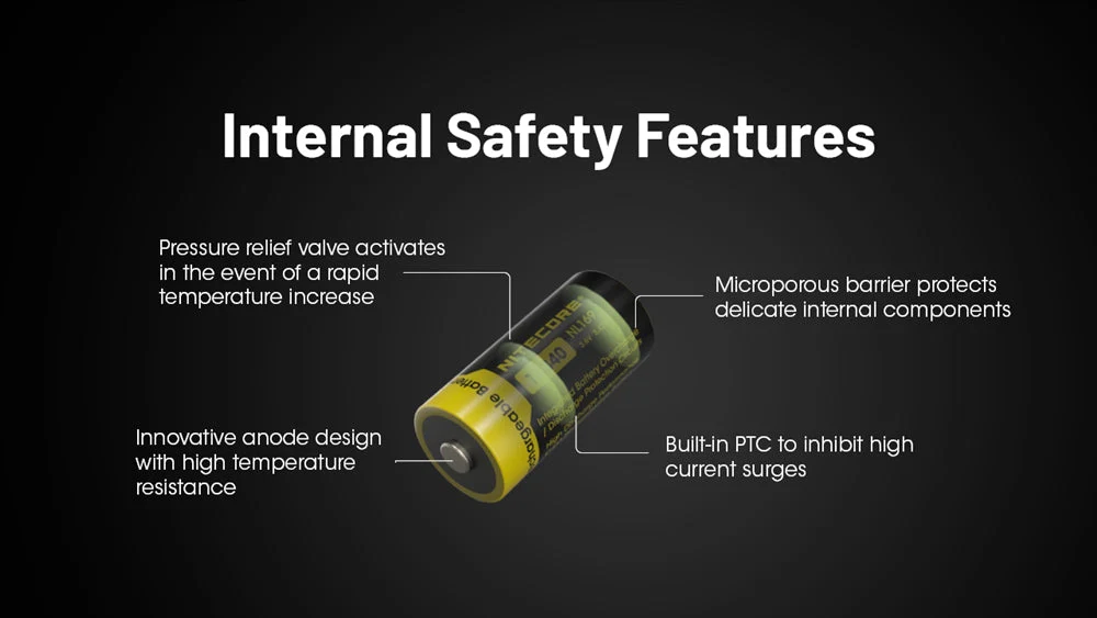 Nitecore NL169 950mAh Rechargeable RCR123A 16340 Battery - Image 4
