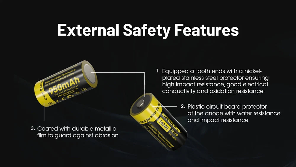 Nitecore NL169 950mAh Rechargeable RCR123A 16340 Battery - Image 5