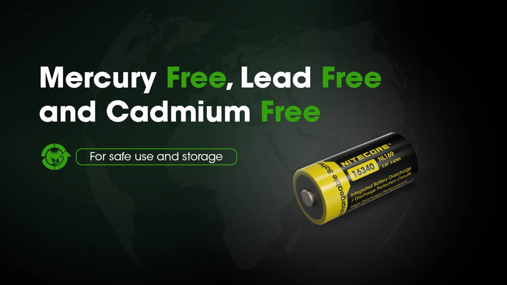 Nitecore NL169 950mAh Rechargeable RCR123A 16340 Battery - Image 7