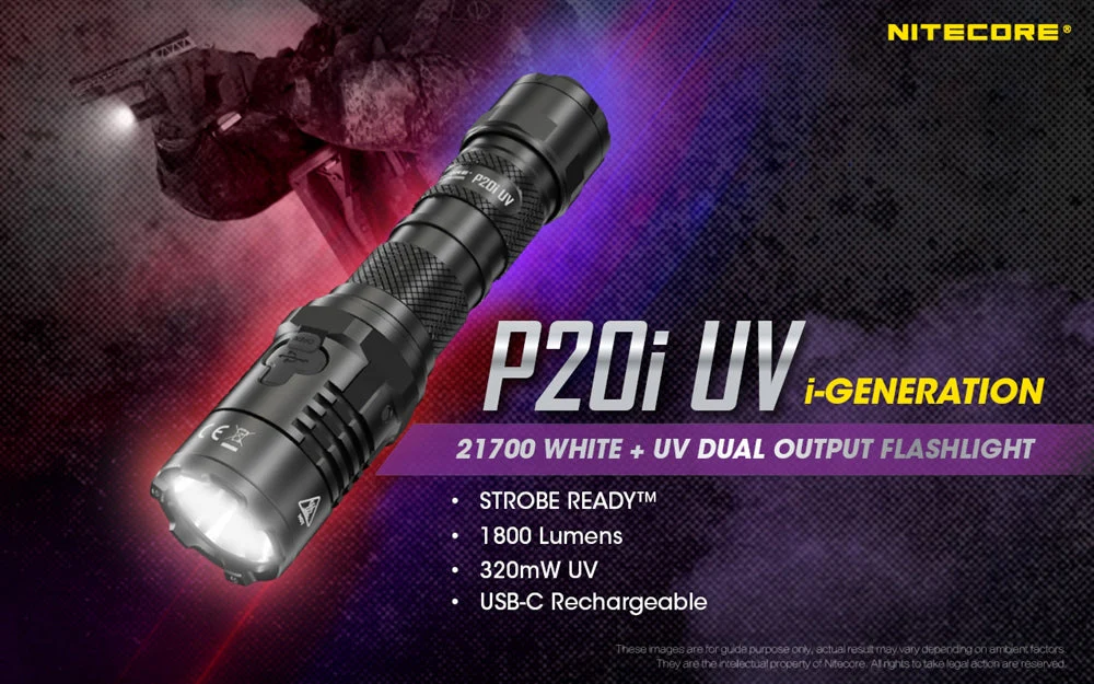 Nitecore P20i UV 1800 Lumen Rechargeable Flashlight with UV Light - Image 2