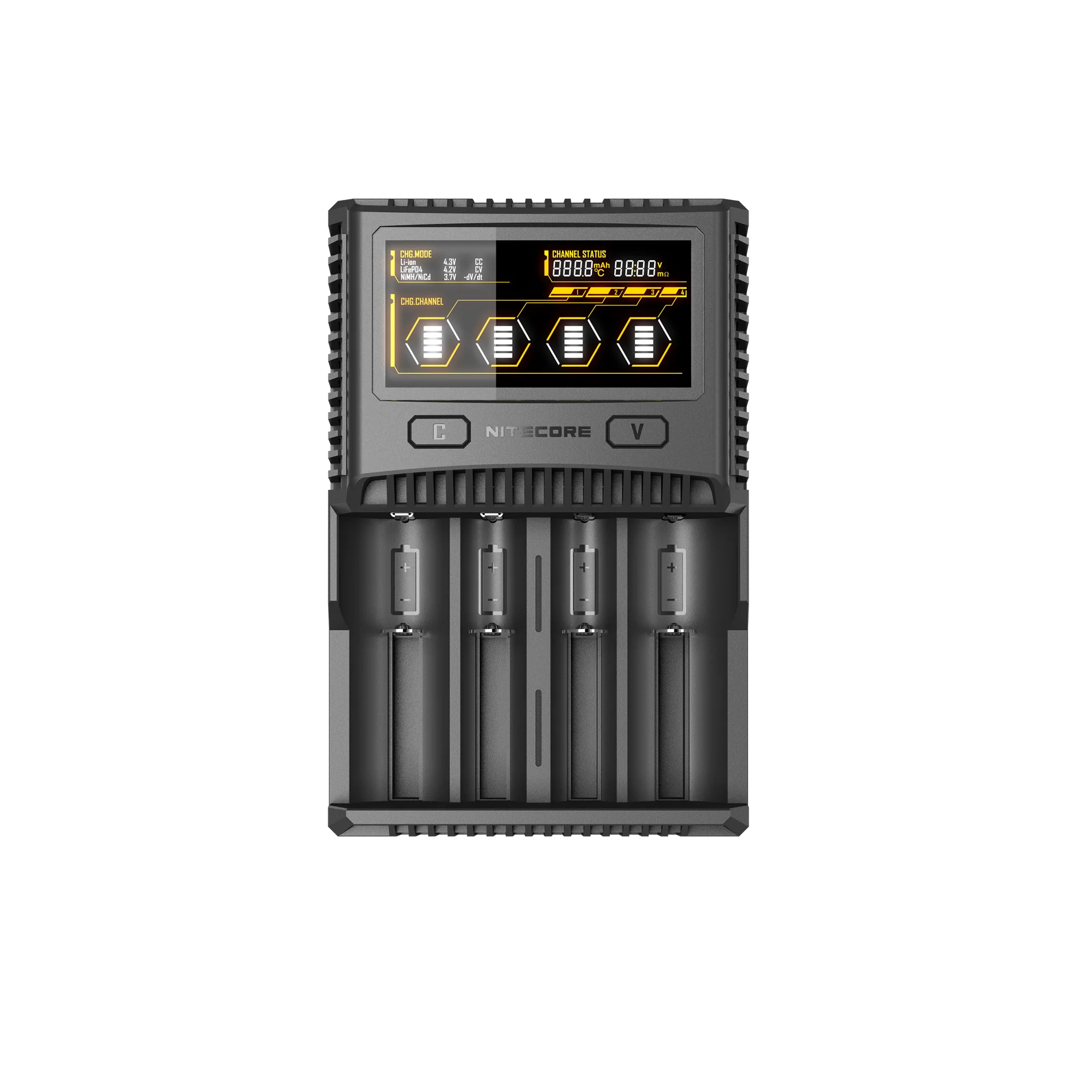 Nitecore SC4 4-Slot Fast Universal Charger for 18650 17650 17670, RCR123A 16340 14500 AA AAA C D