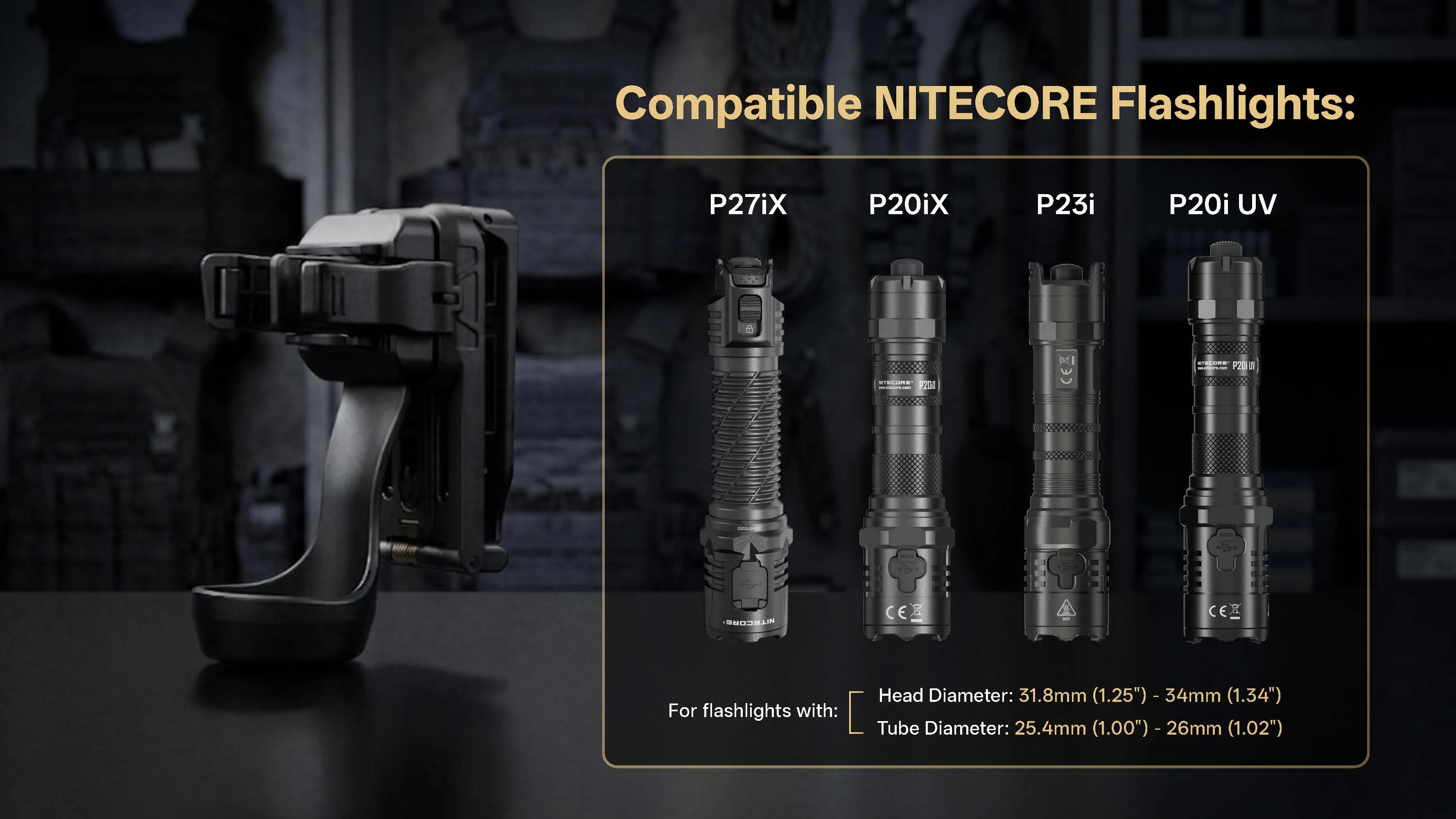 Nitecore NTH29 Tactical Flashlight Holder for P27iX, P20iX, P23i, and P20i UV - Image 4