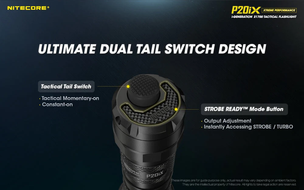 Nitecore P20iX 4000 Lumen Tactical Flashlight with NTC2i Guarded Tail Cap - Image 5